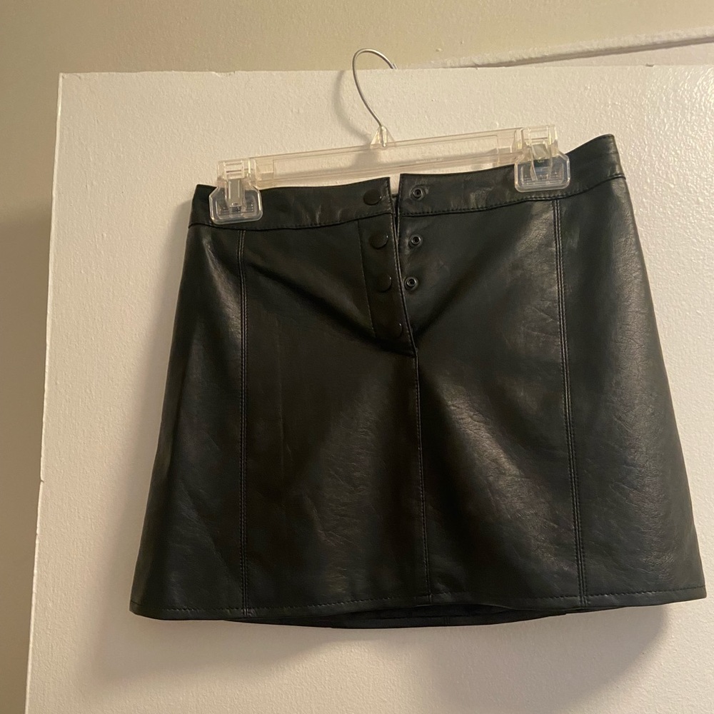 Cutest black leather mini skirt